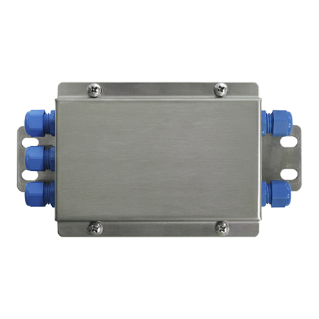 Плата выравнивания  для 1-4 датчиков веса (4/6 проводные) установлена внутри корпуса IP67 из стали AISI 304 (176 х 90 х 42 мм; расстояние между центрами 20 х 160 мм) с кабельными вводами 4 + 1. Сертификат ATEX II 1GD (зона 0-1-2-20-21-22).  LAUMAS  CE41PATEX